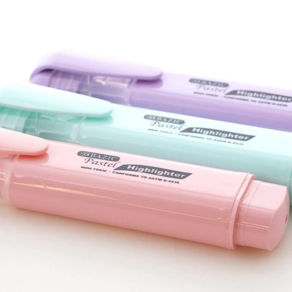Pastel Highlighters w/ Pocket Clip (3/Pack)